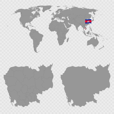 Dünya Konumu ile Kamboçya Haritası Ayarları.