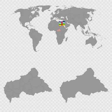 Dünya Konumu Belirlenmiş Orta Afrika Cumhuriyeti Haritası.