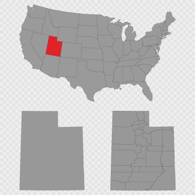 Utah haritası, ABD 'nin konumu, temiz ana hatları ve ilçenin tam dökümü ile ayarlandı..