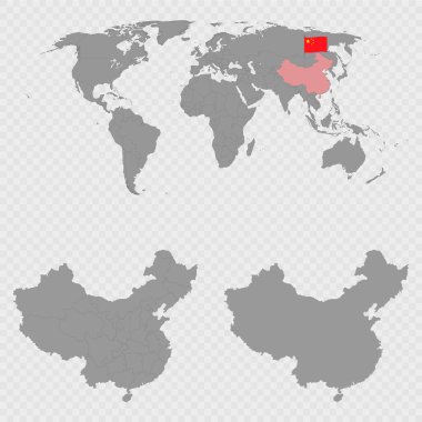 Çin Haritası Dünya Konumuyla Ayarlandı.