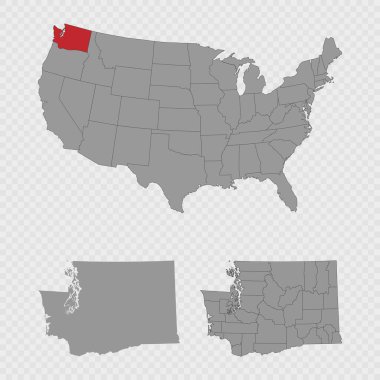 Washington haritası ABD konumu, temiz özet ve tam şehir dökümü ile ayarlandı.