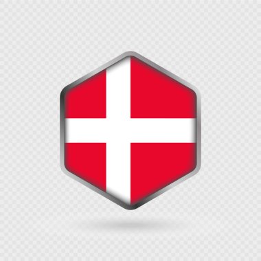 Altıgen şeklinde Danimarka bayrağı simgesi.