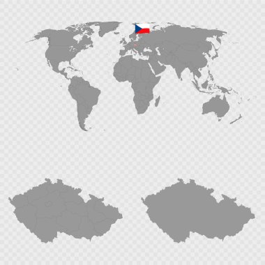 Dünya Konumu Belirlenmiş Çek Cumhuriyeti Haritası.