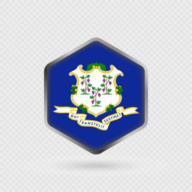 Connecticut Eyaleti Altıgen Şeklinde Bayrak Simgesi.