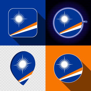 Marshall Adaları 'nın ulusal bayrağına sahip bir dizi modern simge.