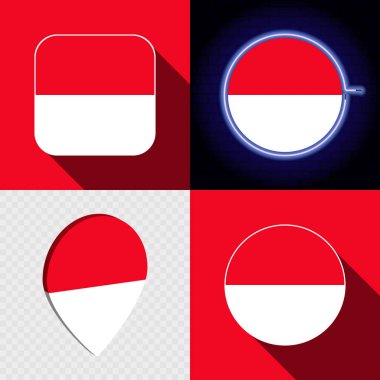 Ulusal Monako bayrağına sahip bir dizi modern simge..