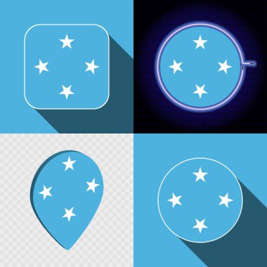 Mikronezya 'nın ulusal bayrağına sahip bir dizi modern simge.