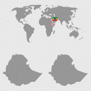 Etiyopya Haritası Dünya Konumu ile Ayarlandı.