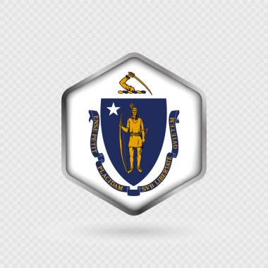Altıgen Şeklinde Massachusetts Eyaleti Bayrak Simgesi.