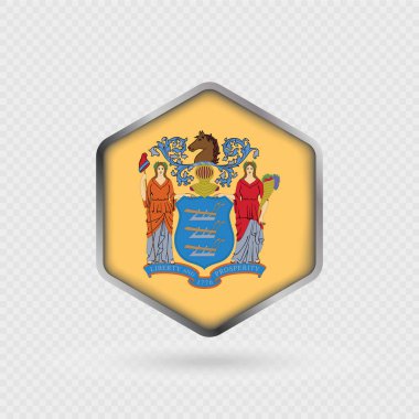 New Jersey Eyaleti Altıgen Şeklinde Bayrak Simgesi.