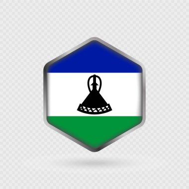 Altıgen Şeklinde Lesotho Bayrak Simgesi.