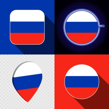 Rusya 'nın ulusal bayrağına sahip bir dizi modern simge..