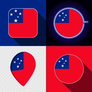 Ulusal Samoa bayrağına sahip bir dizi modern simge.