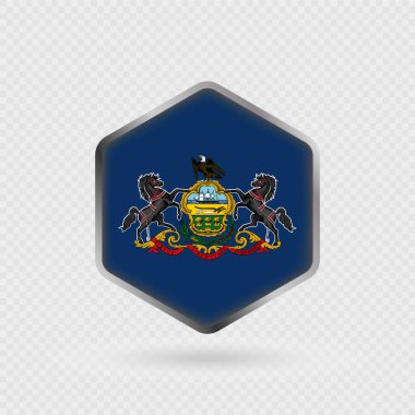 Altıgen Şeklinde Pennsylvania Eyaleti Bayrak Simgesi.
