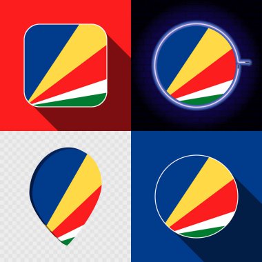 Seyşeller 'in ulusal bayrağına sahip bir dizi modern simge.