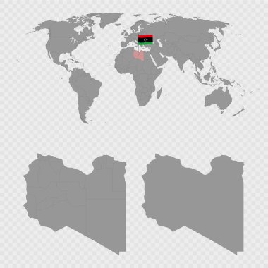 Libya Haritası Dünya Konumuyla Ayarlandı.