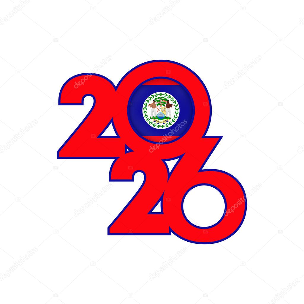 2026 banner with Belize flag inside.