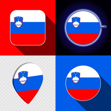 Slovenya bayrağına sahip bir dizi modern simge.