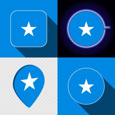 Ulusal Somali bayrağına sahip bir dizi modern simge..