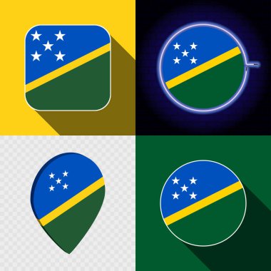 Solomon Adaları 'nın ulusal bayrağına sahip bir dizi modern simge..