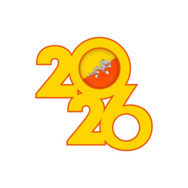 İçinde Bhutan bayrağı olan 2026 bayrağı.