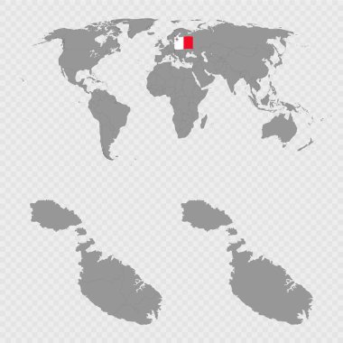 Dünya Konumu ile Malta Bölgeleri Haritası Ayarlandı.