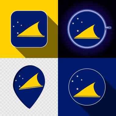 Ulusal Tokelau bayrağına sahip bir dizi modern simge.