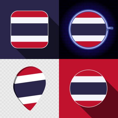 Tayland bayrağına sahip bir dizi modern simge.