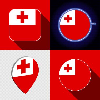 Tonga 'nın ulusal bayrağına sahip bir dizi modern simge.