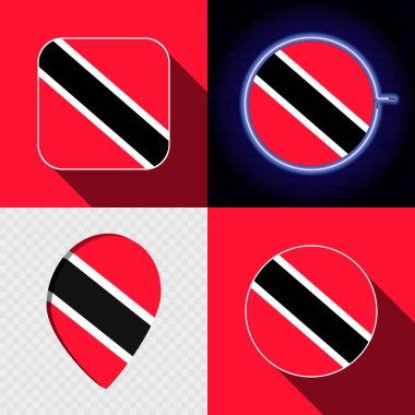 Trinidad ve Tobago 'nun ulusal bayrağına sahip bir dizi modern simge.