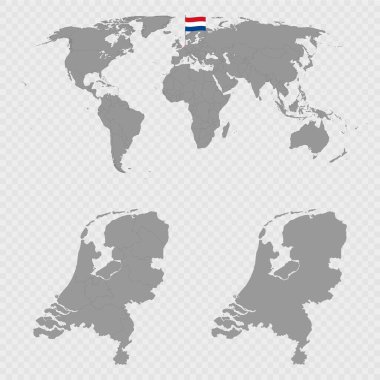 Dünya Konumu Belirlenmiş Hollanda Haritası.