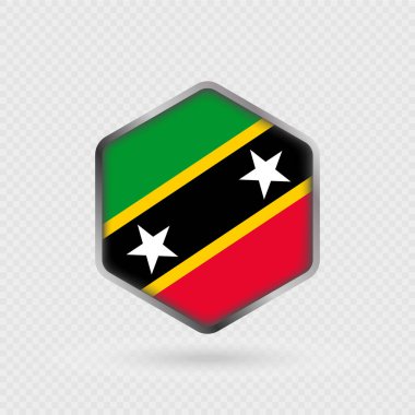 Altıgen Şeklinde Saint Kitts ve Nevis Bayrak Simgesi.
