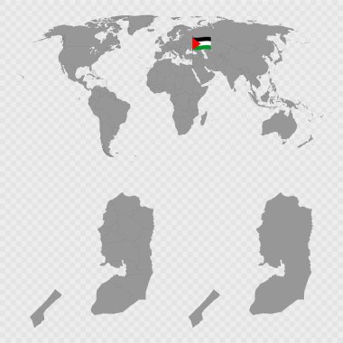 Dünya Konumu Belirlenmiş Filistin Haritası.