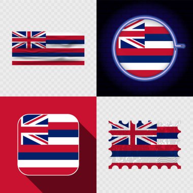Yaratıcı Hawaii Bayrak Simgesi Koleksiyonu.