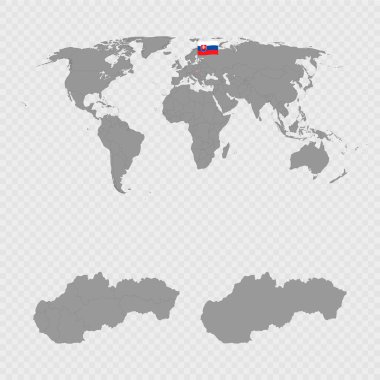 Slovakya Haritası Dünya Konumuyla Ayarlandı.