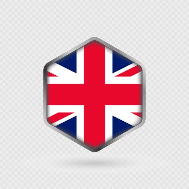Altıgen Şeklinde Birleşik Krallık Bayrak Simgesi.