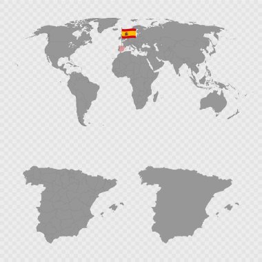 Dünya Konumuyla İspanya Haritası Ayarlandı.