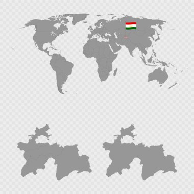 Dünya Konumu Belirlenmiş Tacikistan Haritası.