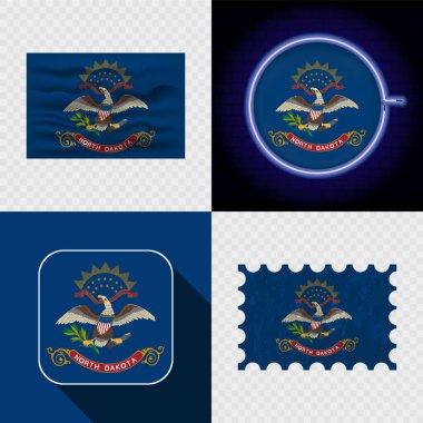 Yaratıcı Kuzey Dakota Bayrak Simgesi Koleksiyonu.