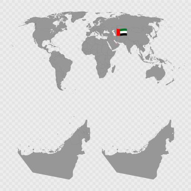 Dünya Konumuyla Birleşik Arap Emirlikleri Haritası.