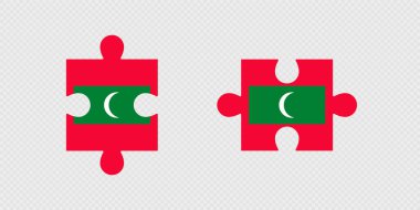 Maldivler Bayraklı Bulmaca Parçaları.