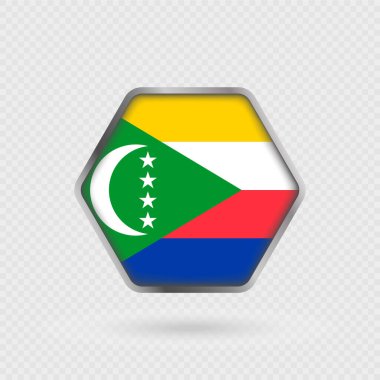 Altıgen çerçevede Komoros bayrağı.