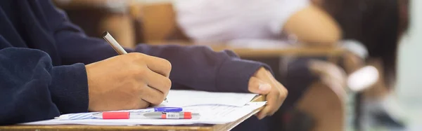 Alunos Estavam Fazendo Exames Dentro Sala Aula Com Estresse Exame — Fotografia de Stock