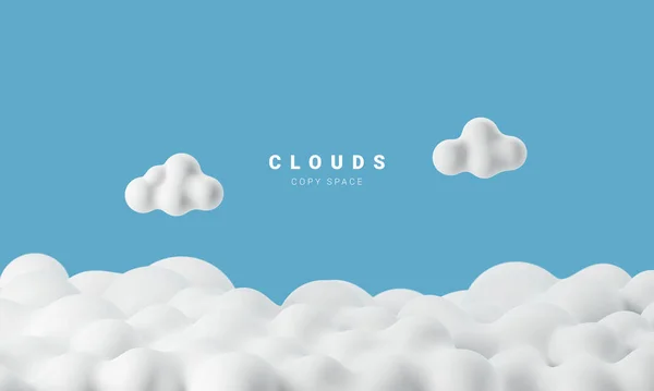 Nuvens Fofas Fundo Céu Azul Espaço Cópia Renderização — Fotografia de Stock