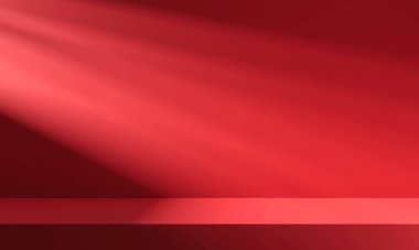 En az kırmızı arka plan Noel Sevgililer Günü ve Çin 'de yeni yıl. 3D 'deki oda. Arkaplan, ürün ve metin için alan. 3d hazırlayıcı.