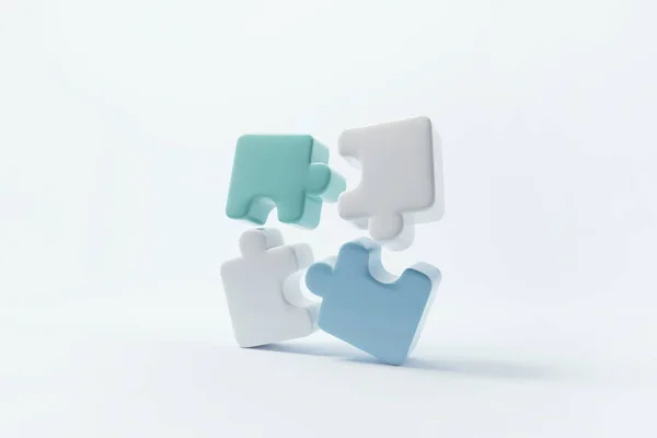Symbol Teamwork Jigsaw Puzzle Connecting Cooperation Partnership Render Business Concept — Stock Photo, Image
