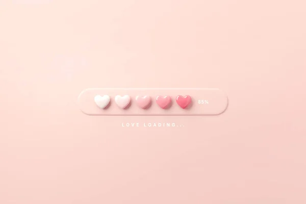 Love Loading Progress Bar Day Loading Bar Love Hearts Pink — стоковое фото