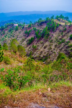Uttarakhand 'ın Garhwal ilçesindeki güzel Yeşil Dağlar ve Lansdowne vadileri. Lansdown Güzel Tepeler. Uttrakhand tepelerindeki doğanın güzelliği.