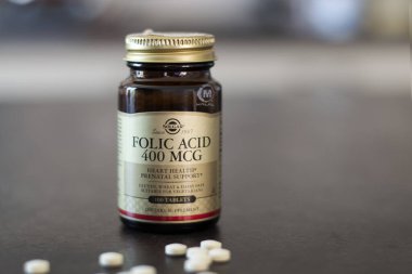 Amerikan beslenme takviyeleri Solgar Folik Asit 400MCG altın şişe 