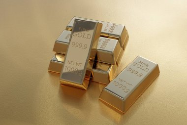 Arkaplan için 3d altın çubuğu 